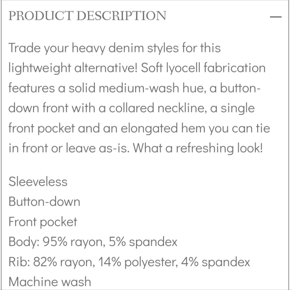 VERSONA DENIM TOP NWT - Picture 5 of 6